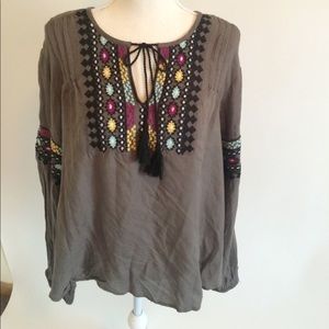 Solitaire Large Boho Embroidered Shirt